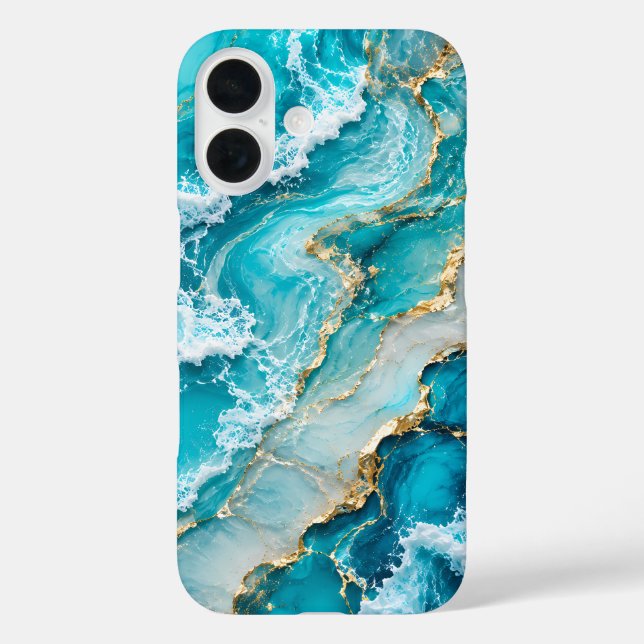 Turquoise Lagoon Waves Abstract Case-Mate iPhone Case (Back)