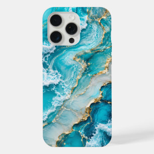 Turquoise Lagoon Waves Abstract iPhone 15 Pro Max Case