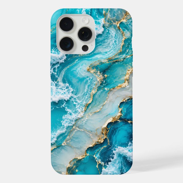Turquoise Lagoon Waves Abstract iPhone Case (Back)
