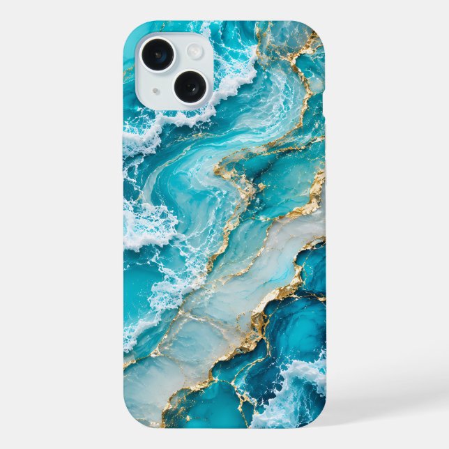 Turquoise Lagoon Waves Abstract iPhone Case (Back)