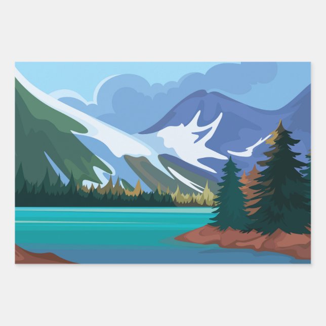 Turquoise lake wrapping paper sheet (Front)
