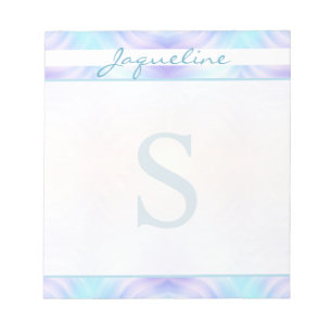 Turquoise Lavender Waves Monogram Notepad