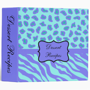Turquoise & Lavender Zebra & Cheetah Customized Binder
