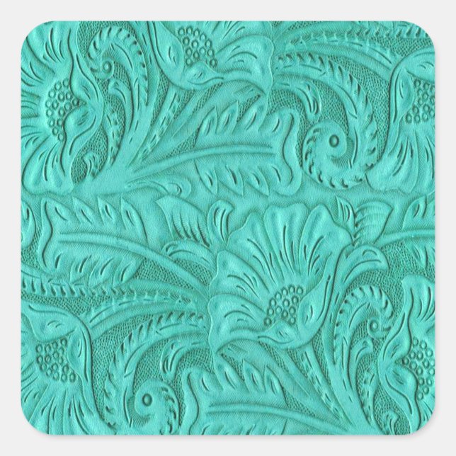 Turquoise Leather Print Stickers (Front)