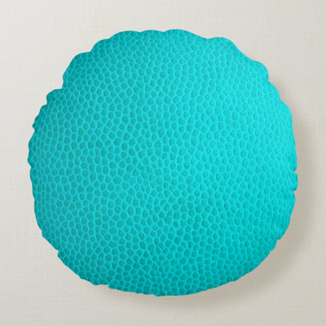 Turquoise leather skin texture skin round pillow (Front)