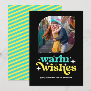 Turquoise & Lemon Modern Retro Christmas Photo Holiday Card
