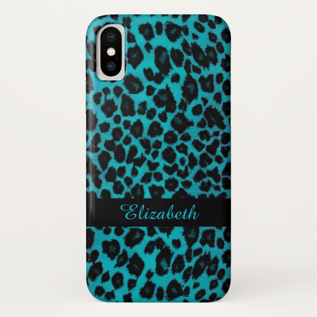 Turquoise Leopard Animal Print Case (Back)