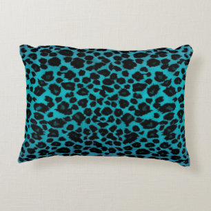 Turquoise Leopard Print Decorative Pillow