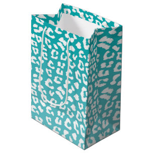 Turquoise Leopard Print Pattern Medium Gift Bag