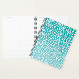 Turquoise Leopard Print Pattern Planner