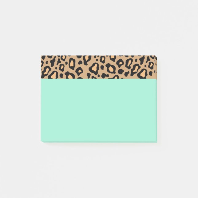 Turquoise Leopard Print Post It Notes (Front)