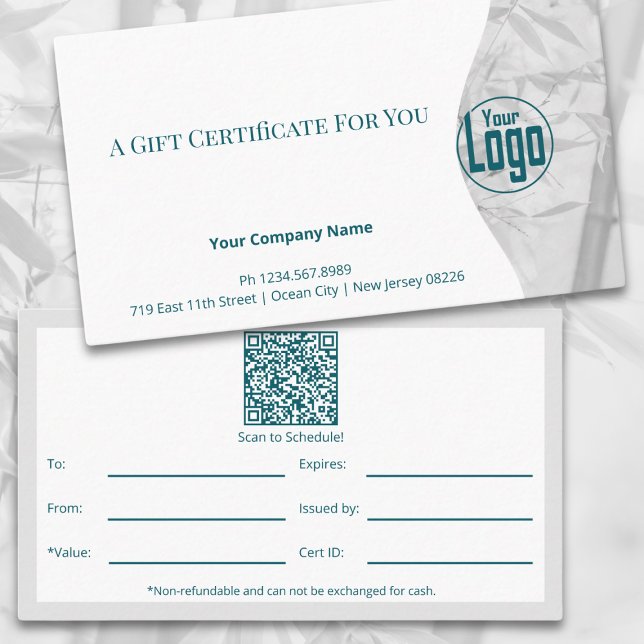 Turquoise Life Coach Code QR Certificat cadeau ima (Teal Life Coach QR Code Image Gift Certificate, Company Logo)