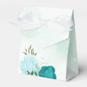 turquoise light blue flowers wedding favor box