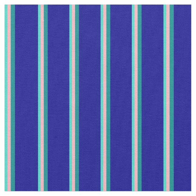 Turquoise, Light Pink, Dark Cyan & Dark Blue Fabric (Close Up)