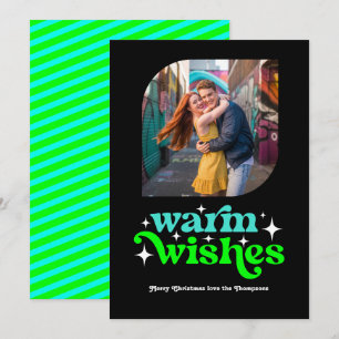 Turquoise & Lime Modern Retro Christmas Photo Holiday Card
