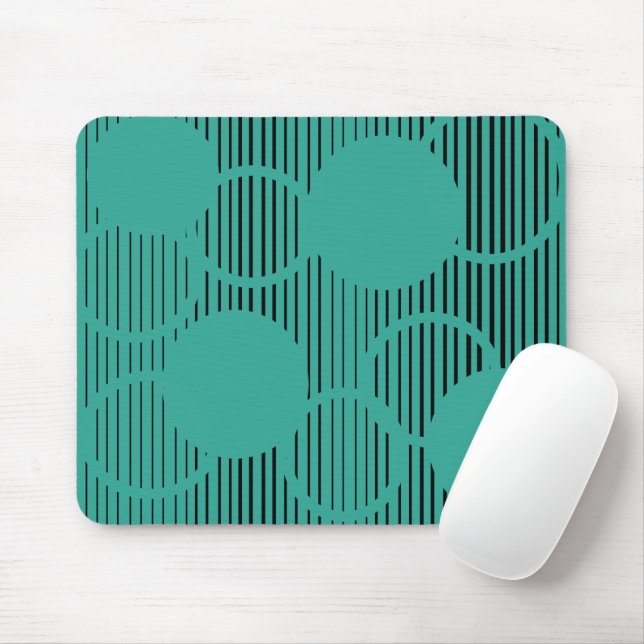 Turquoise Lined Circles  Mouse Pad (With Mouse)