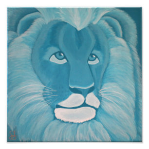 Turquoise Lion Print