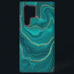 Turquoise liquid marble background with gold samsung galaxy case<br><div class="desc">Turquoise liquid marble design background with gold elements,  trendy modern design.</div>
