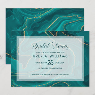 Turquoise liquid marble Bridal Shower Save The Date