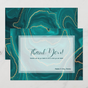 Turquoise liquid marble Thank You Card