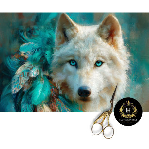 Turquoise Lodge Arctic Wolf Portrait Tissue Paper
