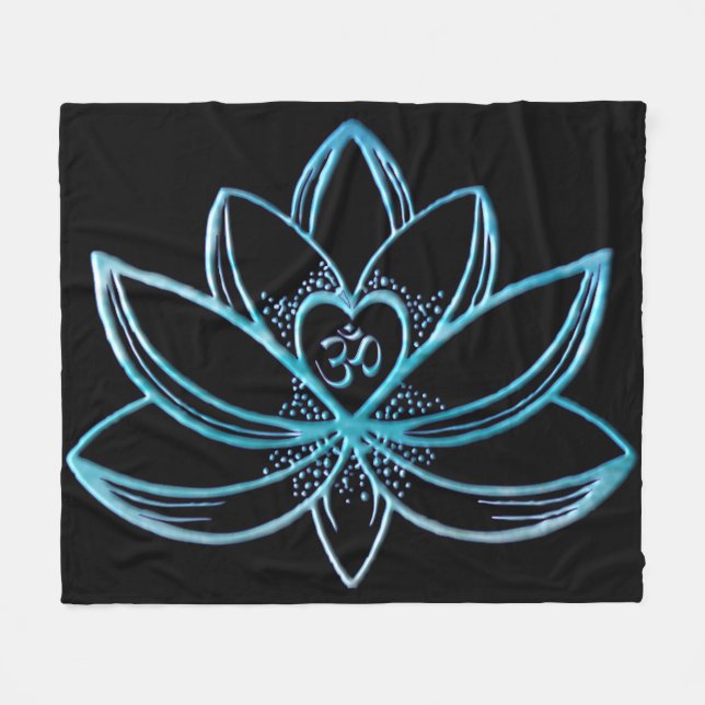 Turquoise Lotus  Fleece Blanket (Front (Horizontal))