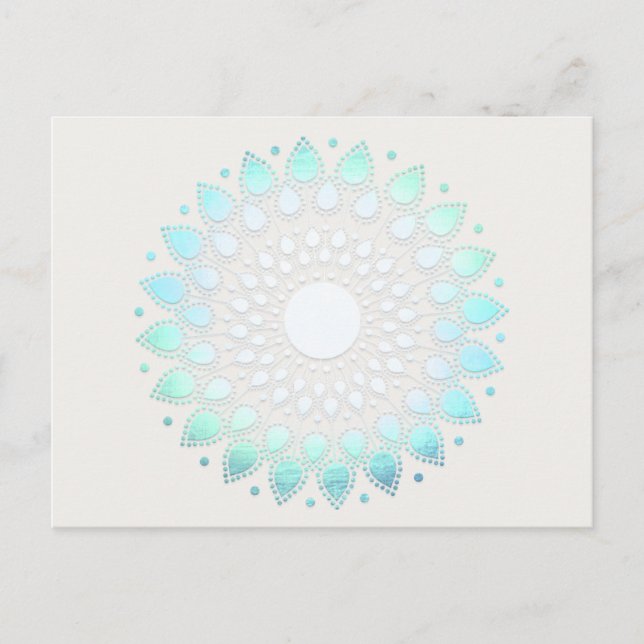 Turquoise Lotus Floral Mandala Postcard (Front)