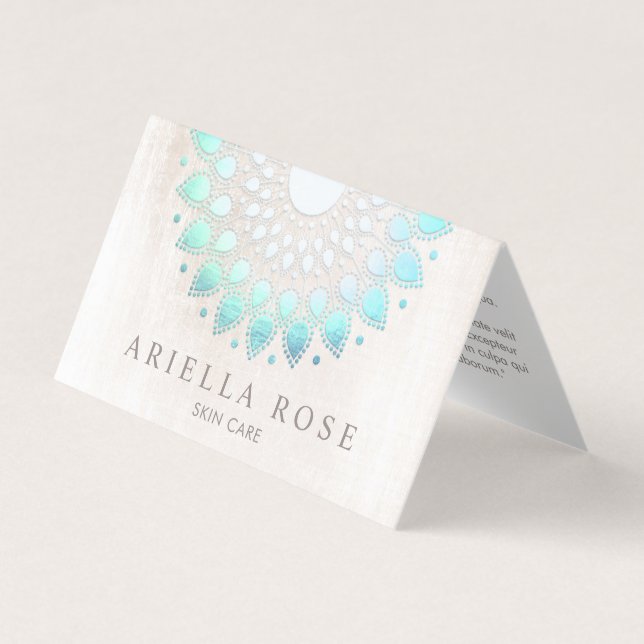 Turquoise Lotus Flower Mandala  Instructions  Business Card (Front)