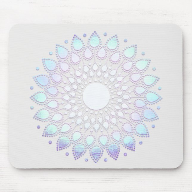 Turquoise Lotus Flower Mandala Mouse Pad (Front)