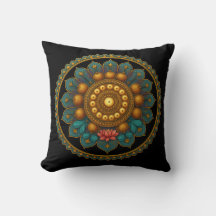 Turquoise Lotus Mandala - Reversible Black Boho