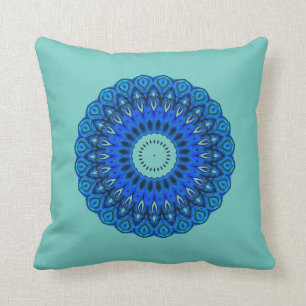 Turquoise Love Those Mandala Blues Square Pillow
