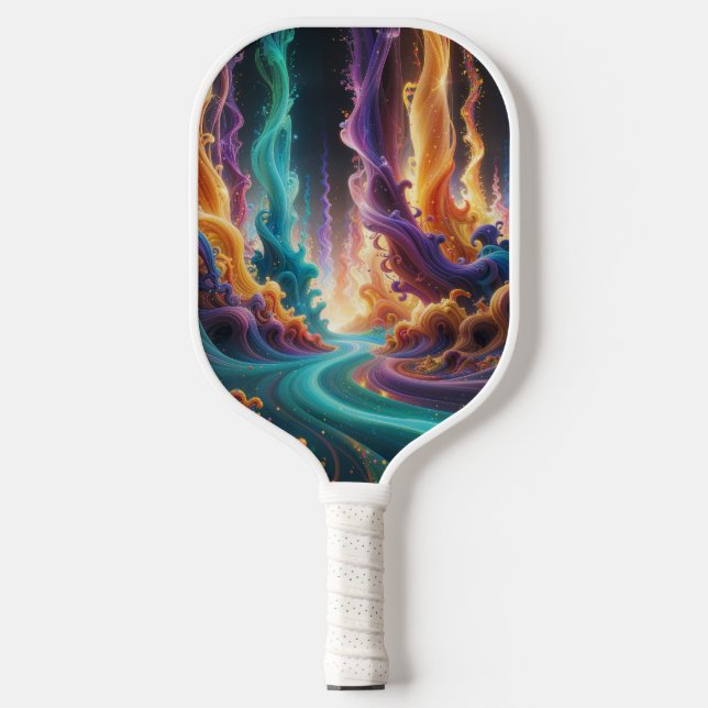 Turquoise Magenta Amber Glow, Ethereal Gradient  Pickleball Paddle (Front)