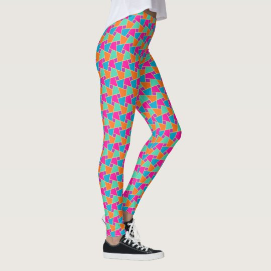 Turquoise, Magenta, Orange, Aqua Islamic Mosaic Leggings