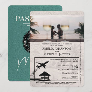 Turquoise Maldives Passport Wedding Invitation