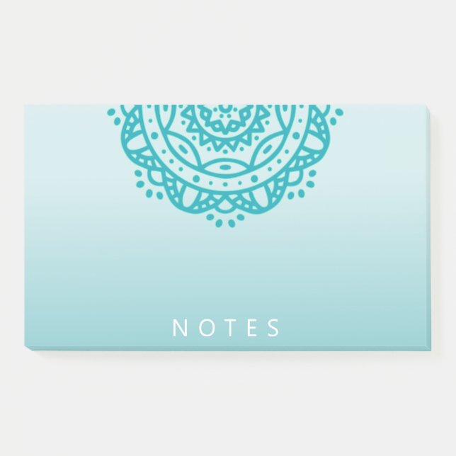 Turquoise Mandala Ombre Post-It Notes (Front)