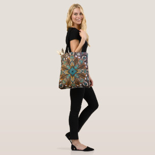 Turquoise Mandala Tote Bag