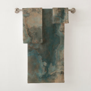 Turquoise Marble abstract Bath Towel Set