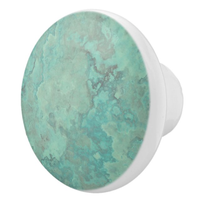 Turquoise Marble Abstract Ceramic Knob (Right)