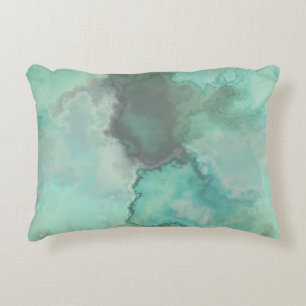 Turquoise Marble Abstract Rug Accent Pillow