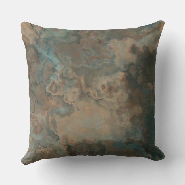 Turquoise Marble abstract Throw Pillow (Back)