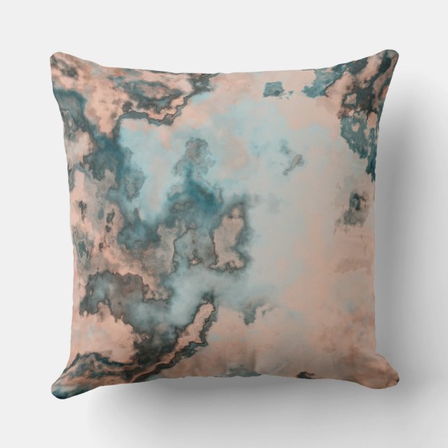 Turquoise Marble abstract Throw Pillow (Back)