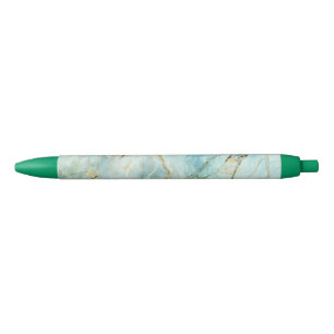 Turquoise Marble Black Ink Pen