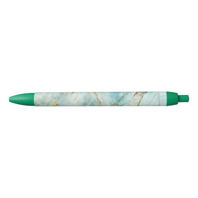 Turquoise Marble Black Ink Pen (Front)