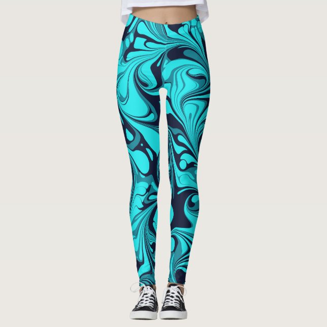Turquoise Marble Leggings (Front)