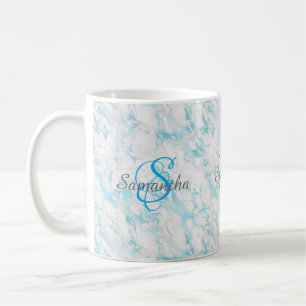 Turquoise Marble Monogram Coffee Mug