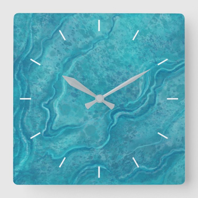 Turquoise Marble Pattern Wall Clock (Front)
