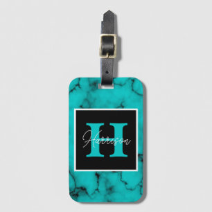 Turquoise Marble Sophisticated Luggage Tag