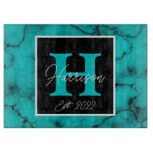 Turquoise Marble Sophisticated  monogram name year