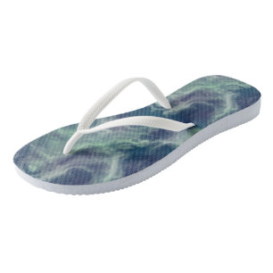 Turquoise Marble Swirl Abstract Flip Flops