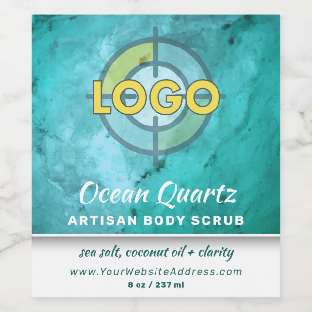 Turquoise Marble Texture Logo Custom Branded  Wine Label (Single Label)